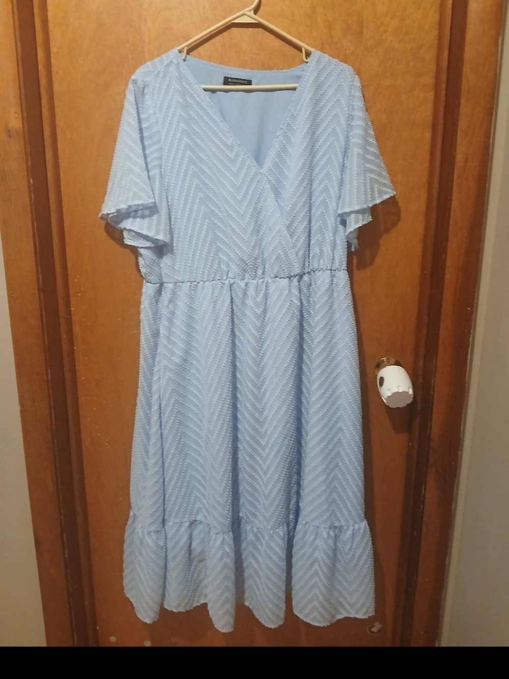 BloomChic Pale Blue Chevron Midi Dress